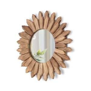12" Rustic Boho Sunburst Wall Mirror