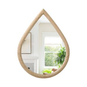 Rustic Teardrop Walnut Wood Wall Mirror