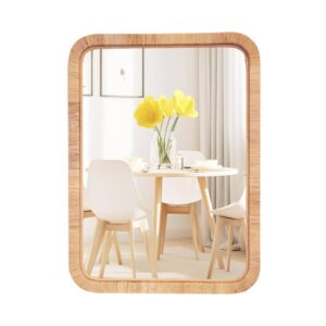 22"x30" Rattan Boho Wall Mirror, Rectangle