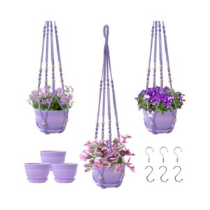 3-Pack Macrame Plant Hangers with Pots