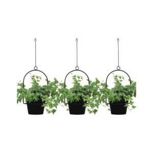 3-Pack Black Hanging Planters for Indoor/Outdoor Use